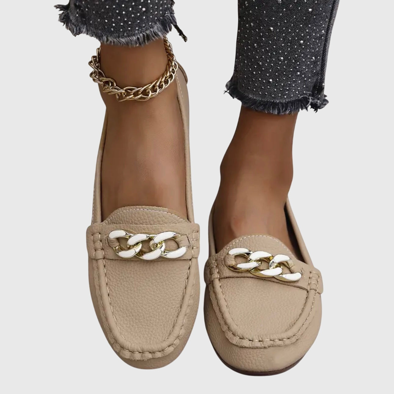 Mocassins femme à enfiler avec détail chaîne Chaussures plates habillées