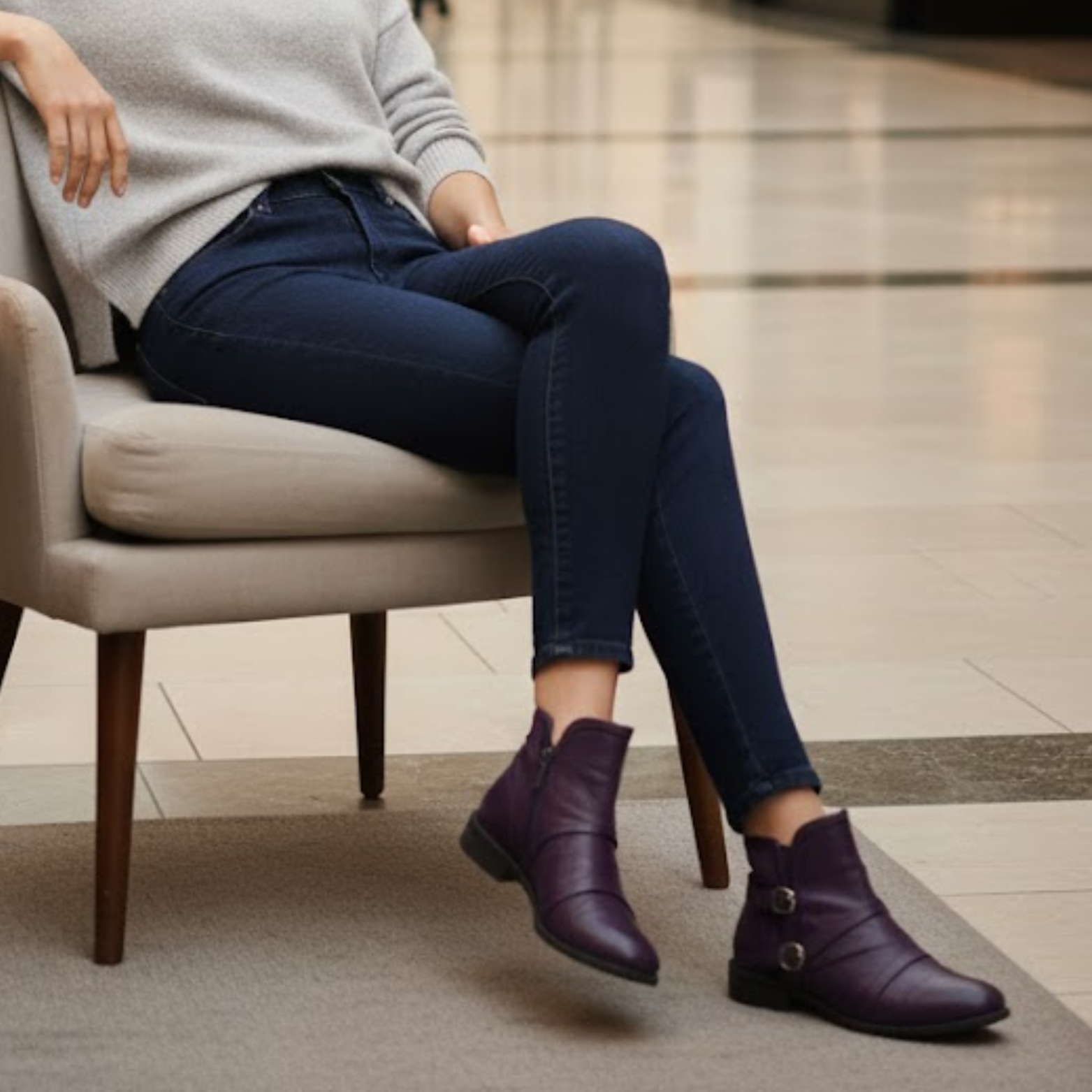 Trendy Purple Women's Leather Ankle Boots