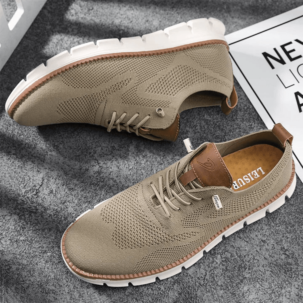 Sneakers casual da uomo in mesh traspirante con lacci, scarpe da passeggio