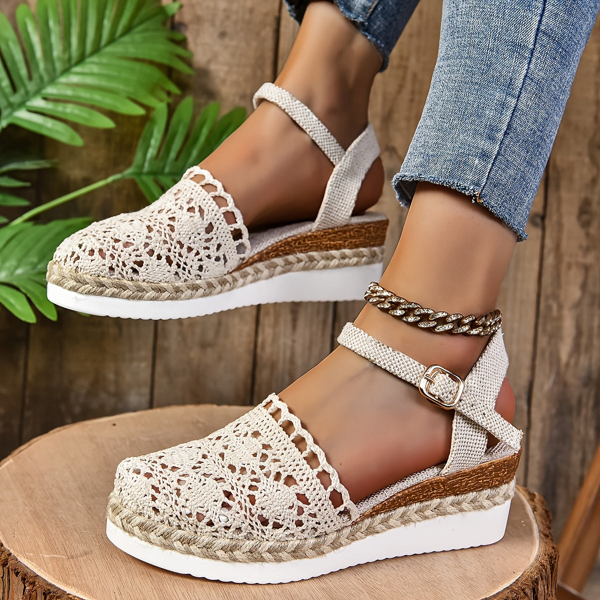Women's Orthopedic Sandals Crochet Ankle Strap Platform Shoes