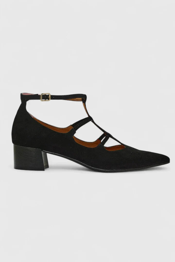 Women's Orthopedic Heels T-Strap Pointed Toe Block Heel Dress Shoes