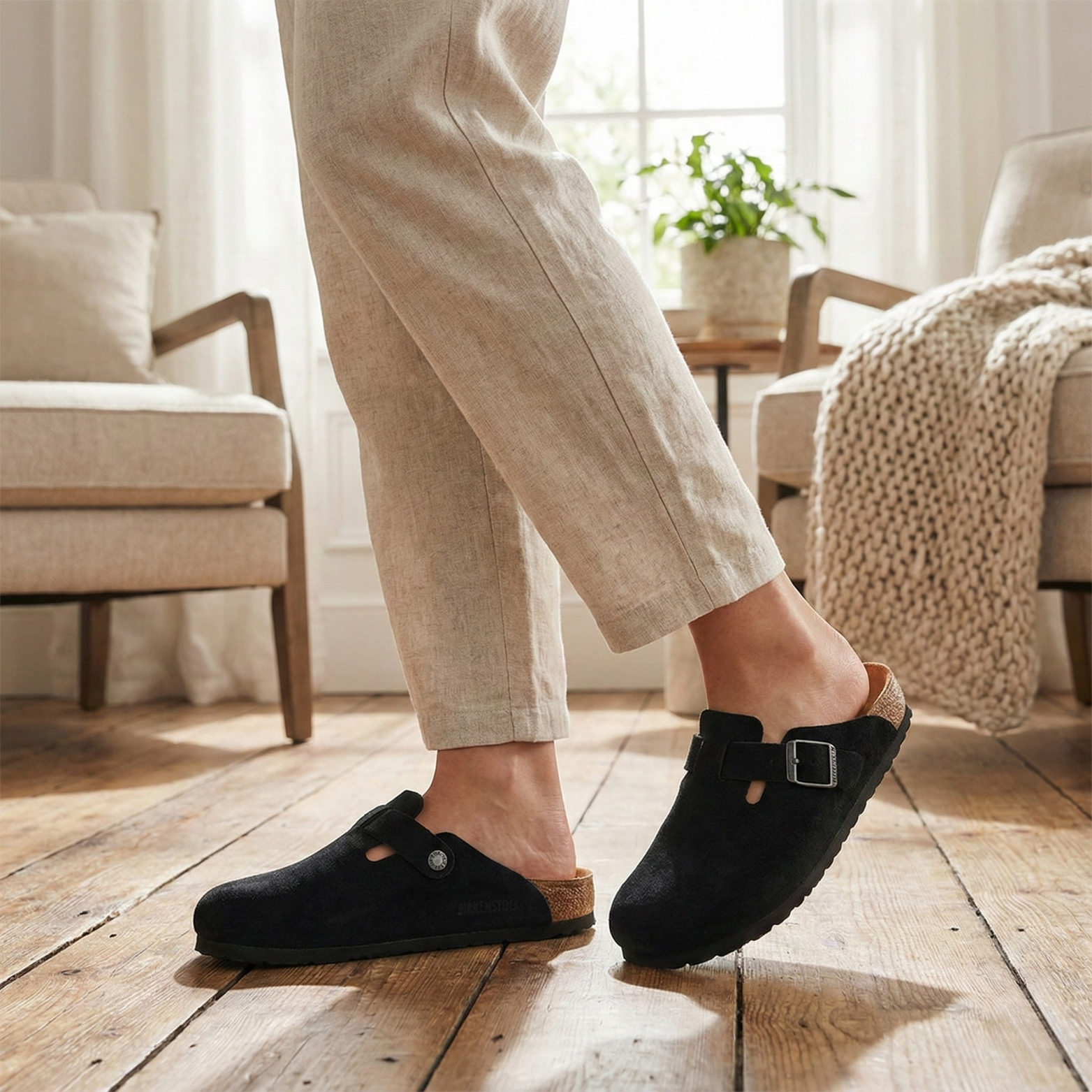 Women's Fashion Cork Suede Mules Slippers