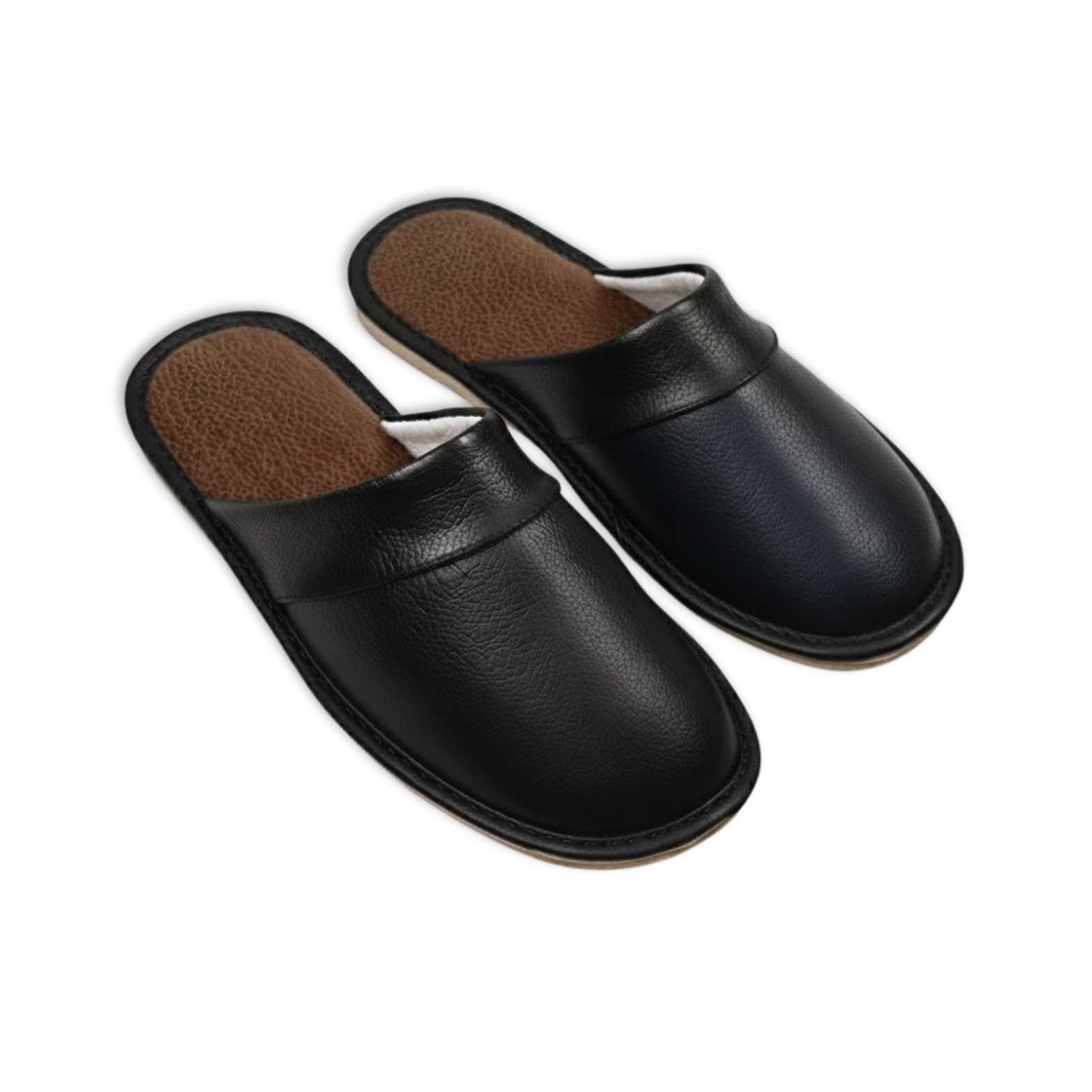 Unisex Cow Leather and Linen Indoor House Slippers