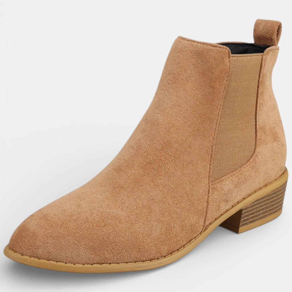 Women's Comfort Suede Ankle Boots – Stable Square Heel, Pointed Toe Design