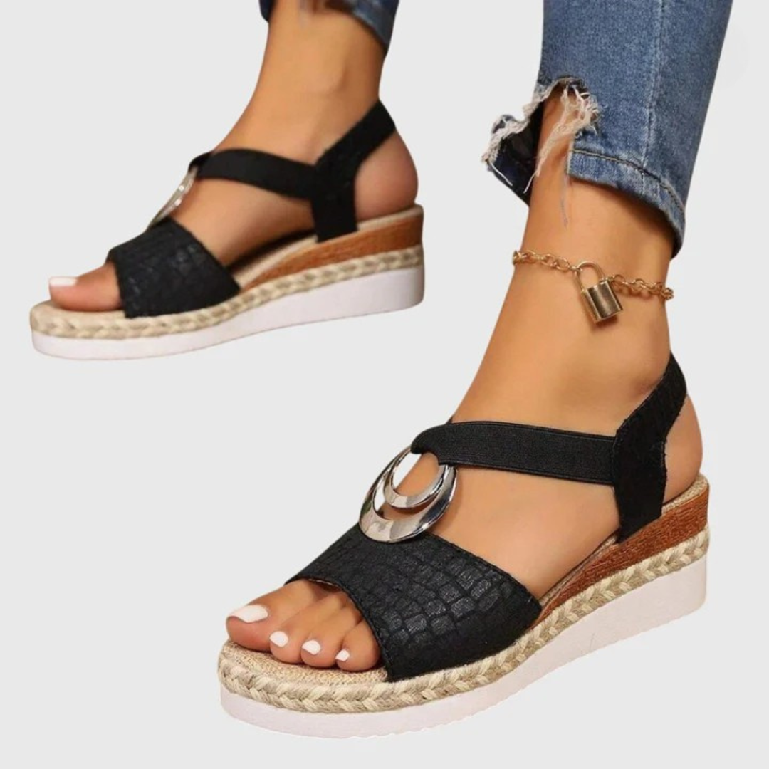 Dámské ortopedické sandály s nastavitelným páskem na kotníku, nízkým blokovým podpatkem, retro boty