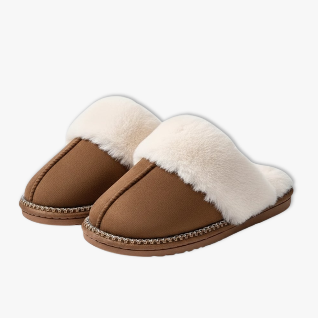 Pantuflas de invierno Smile Pop con forro de algodón y piel sintética para mujer, suaves y cómodas para el dormitorio