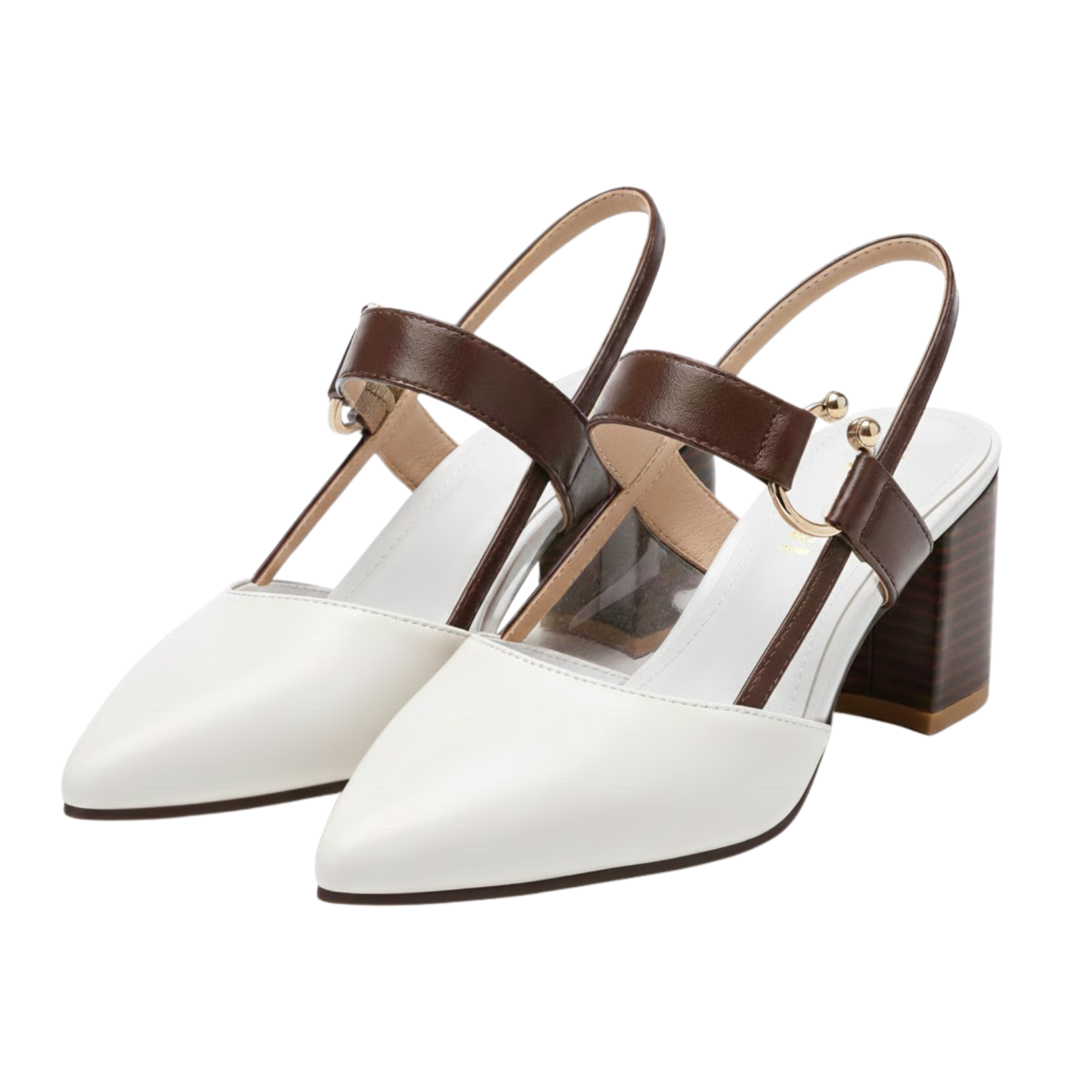 Women Pointed Toe Block High Heel Sandals Slingback