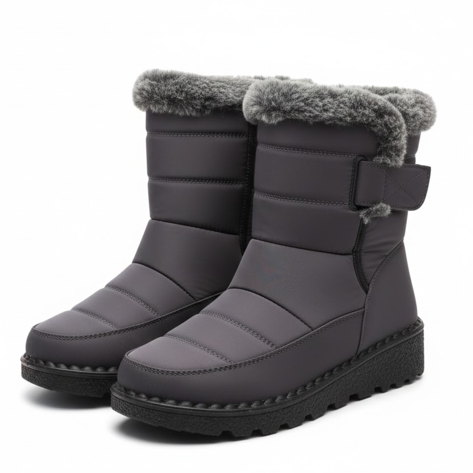 Dame Elegant Pelsforede Vinter Ankelstøvler Vandtætte Lav Hæl Sne Sko