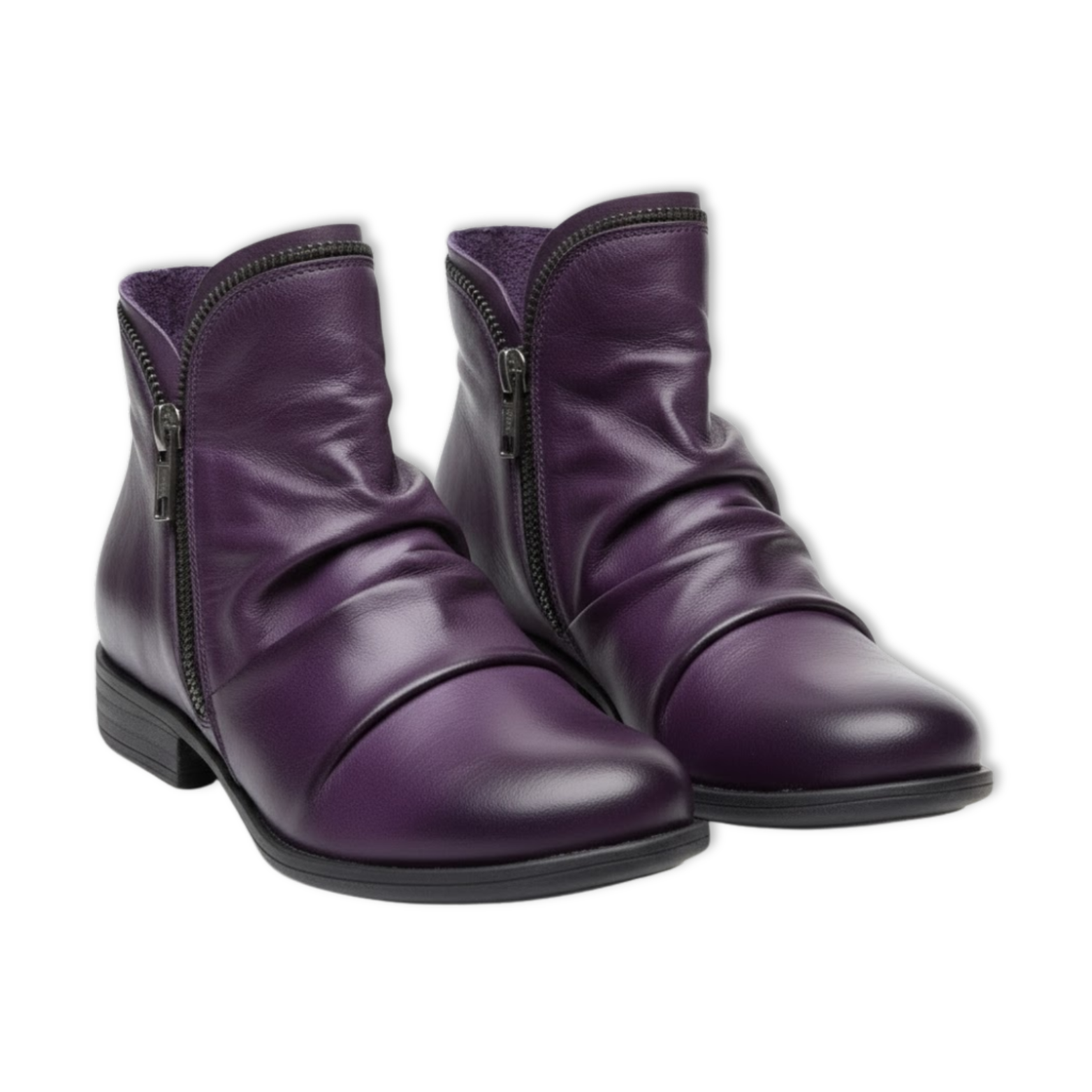 Trendy Purple Women's Leather Ankle Boots