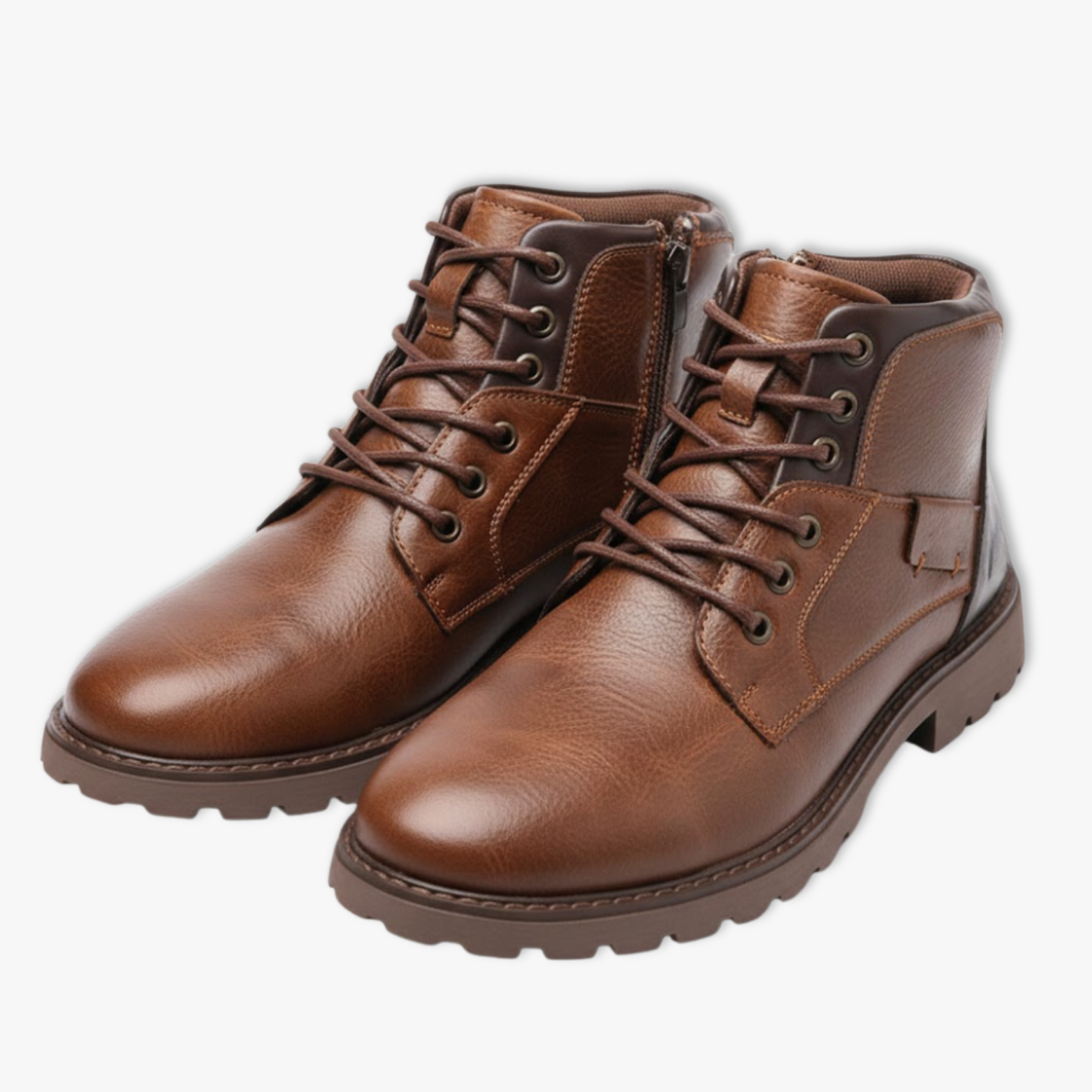 Leather Men Ankle Boots High Top Shoes Outdoor Work Casual Shoes Motorcycle Military Combat Boots