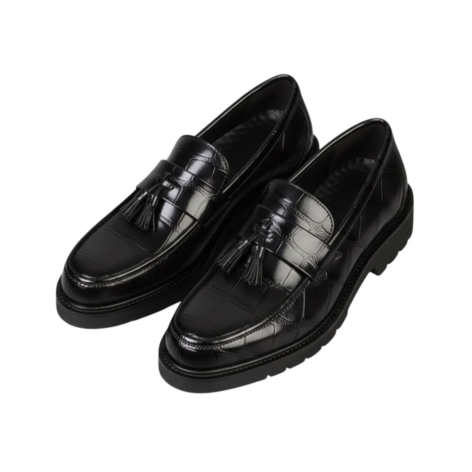 Men Retro Loafers Slip-on Platform Fringe Shoes