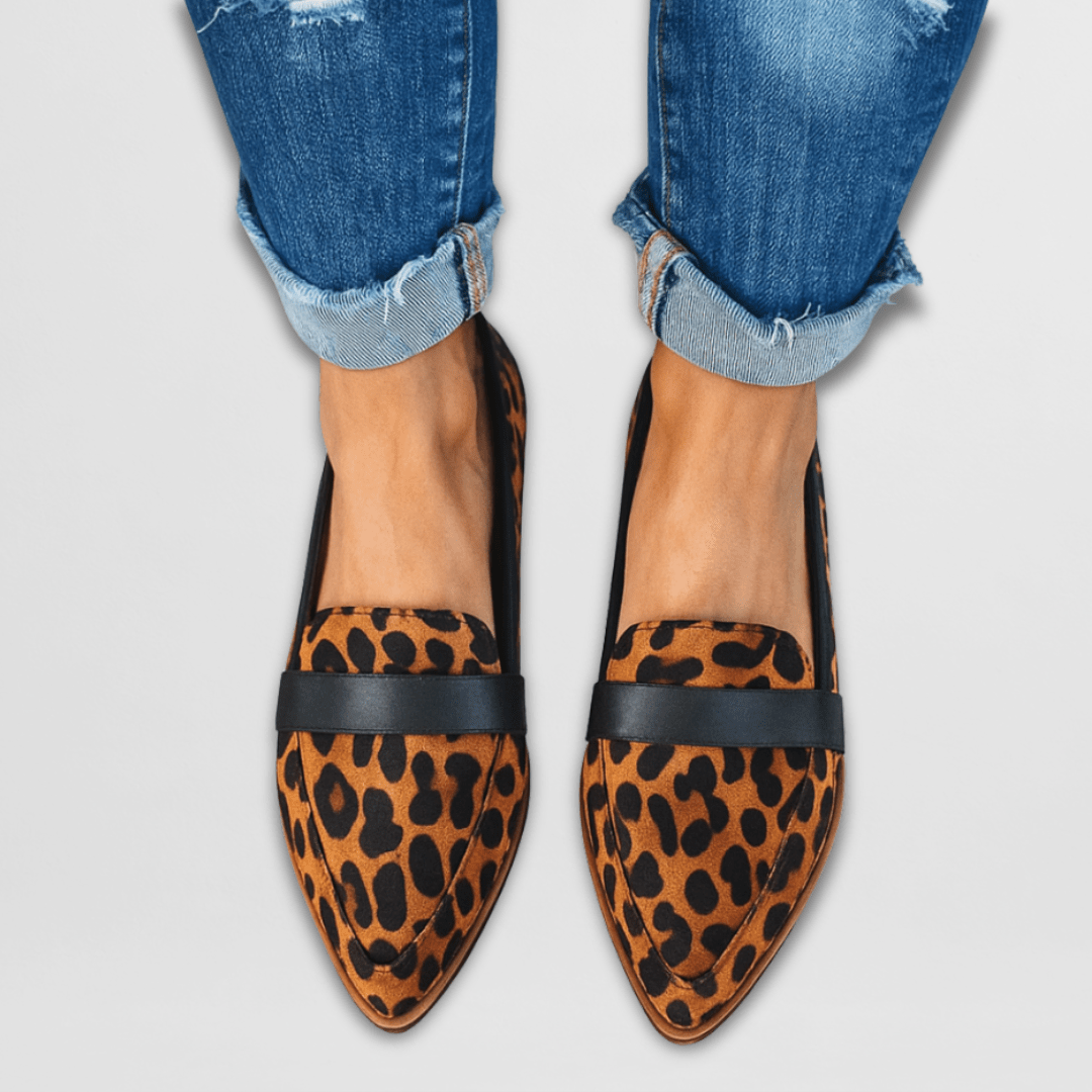 Mocassini ortopedici da donna in camoscio con punta a punta, comodi slip-on per camminare, scarpe basse