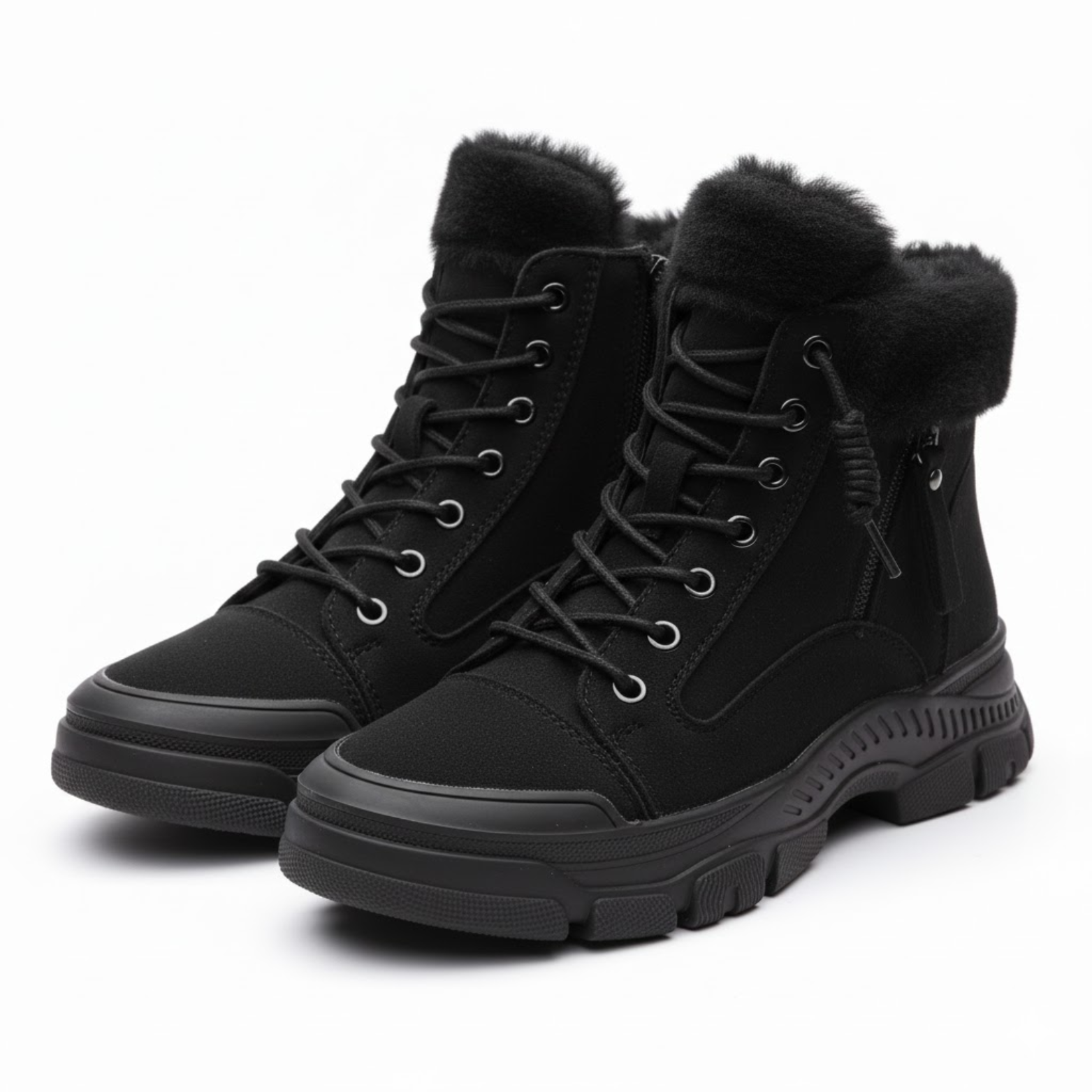 Dame Premium Ægte Læder Vinter Ankelstøvler med Tykkelse Sål og Plysforede Sne Støvler