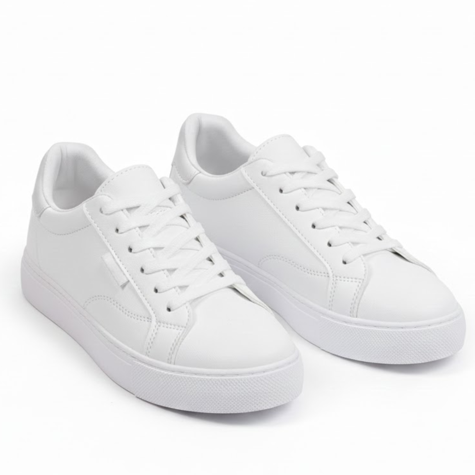 Sneakers eleganti da donna in pelle bianca, basse, con lacci, casual per studenti