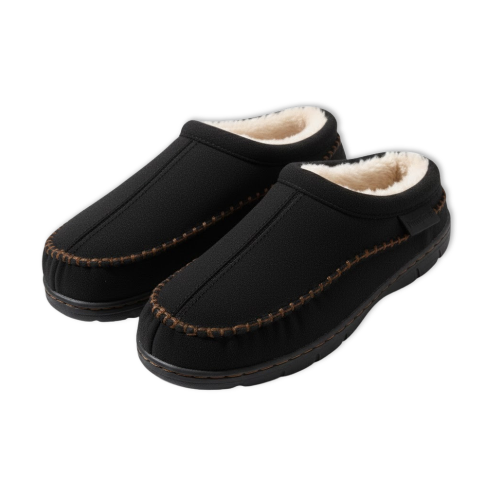 Chaussons d'hiver pour hommes en suédine synthétique mousse à mémoire de forme pour salon