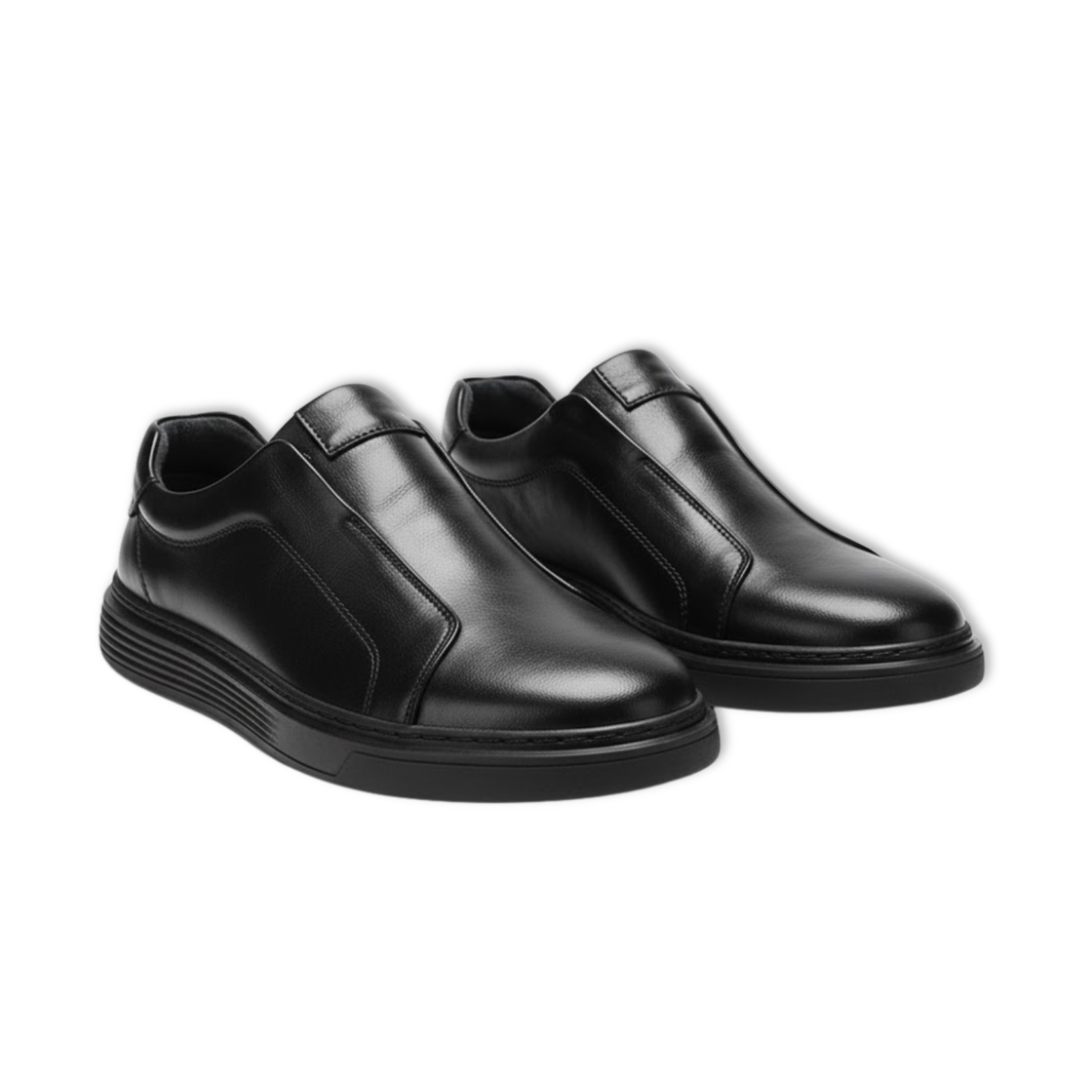 Men's Pure White Leather Slip On Flat Shoes