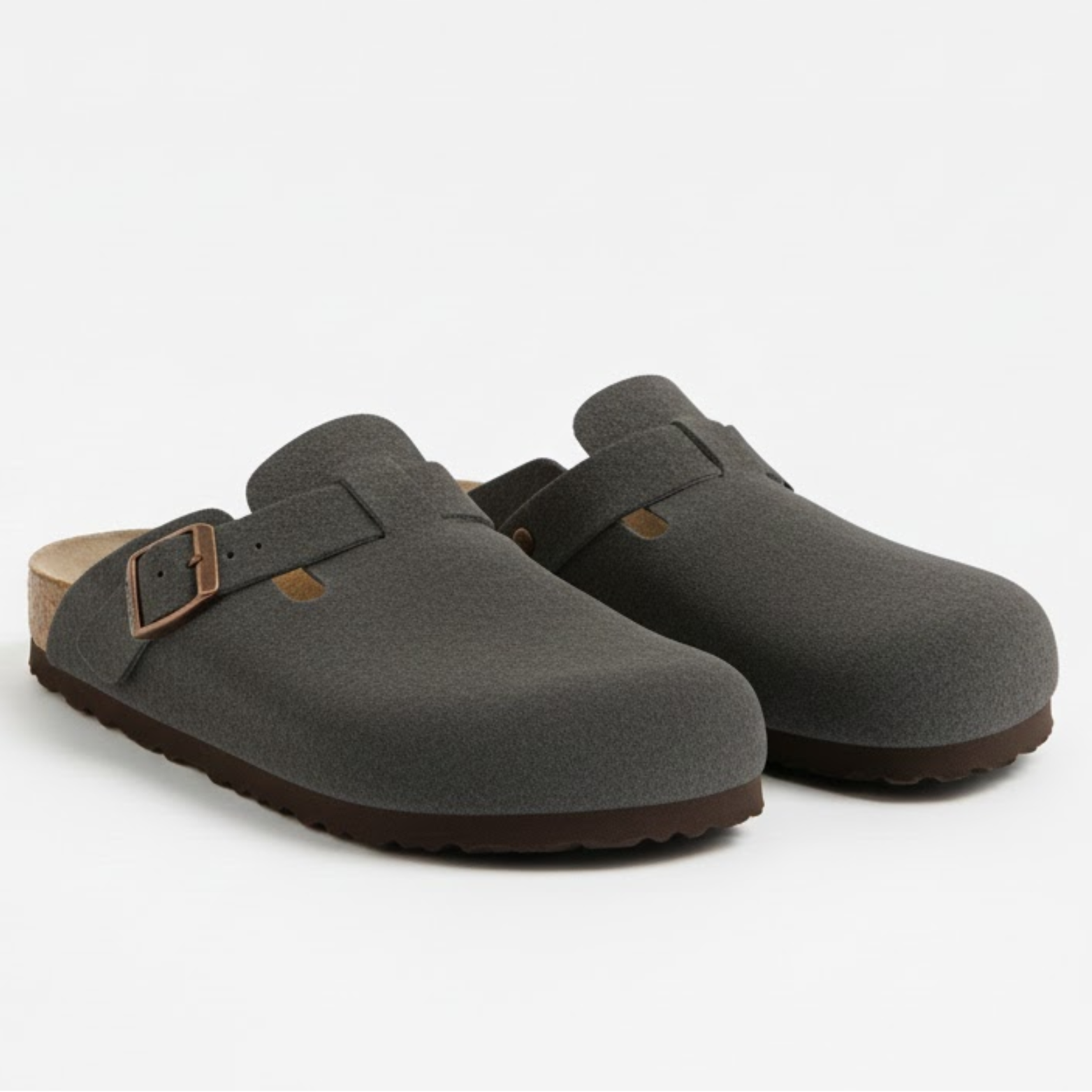 Bebealy Fashion Suede Clogs Women Cork Footbed Mules Nonslip Arch Support Slide Sandals