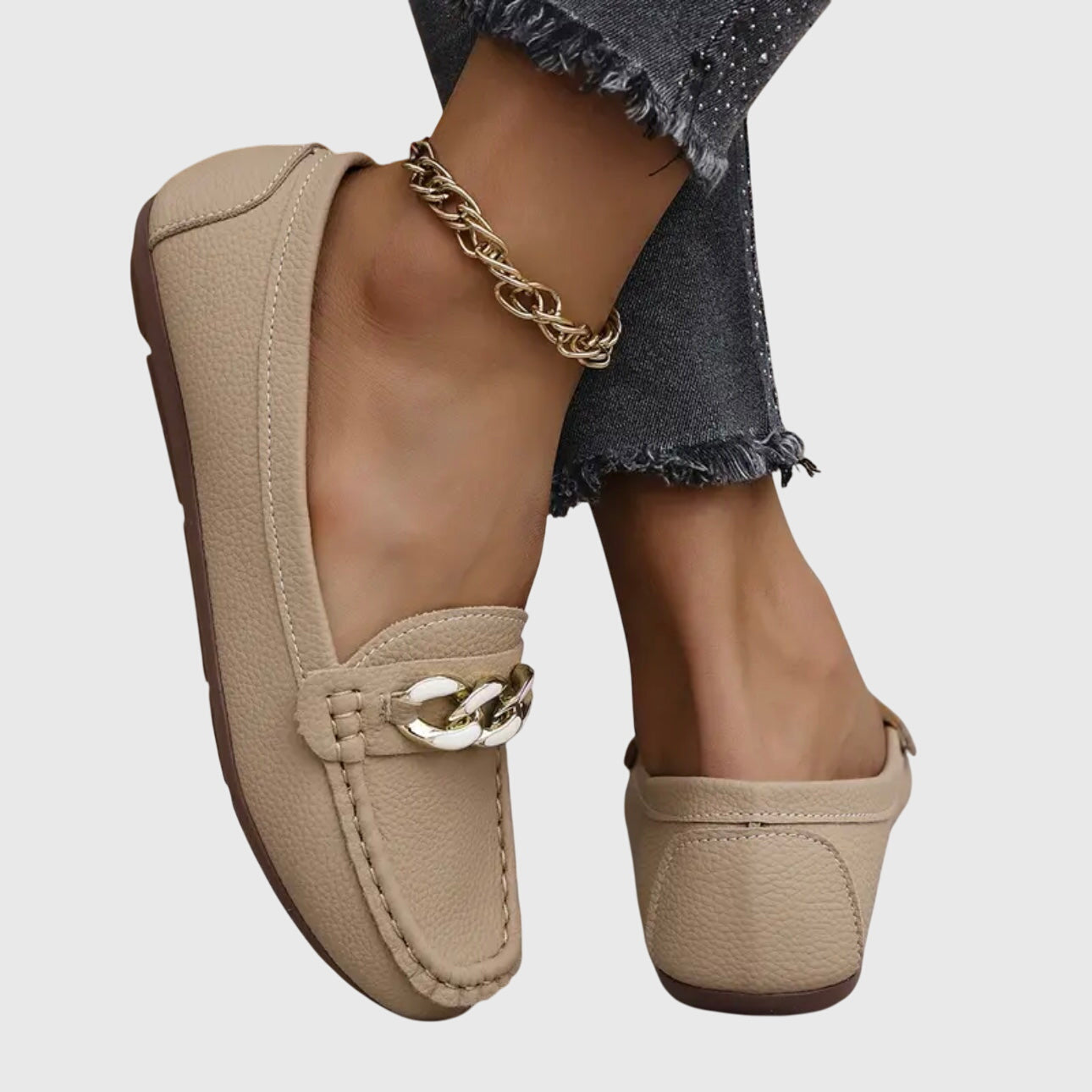Mocassins femme à enfiler avec détail chaîne Chaussures plates habillées