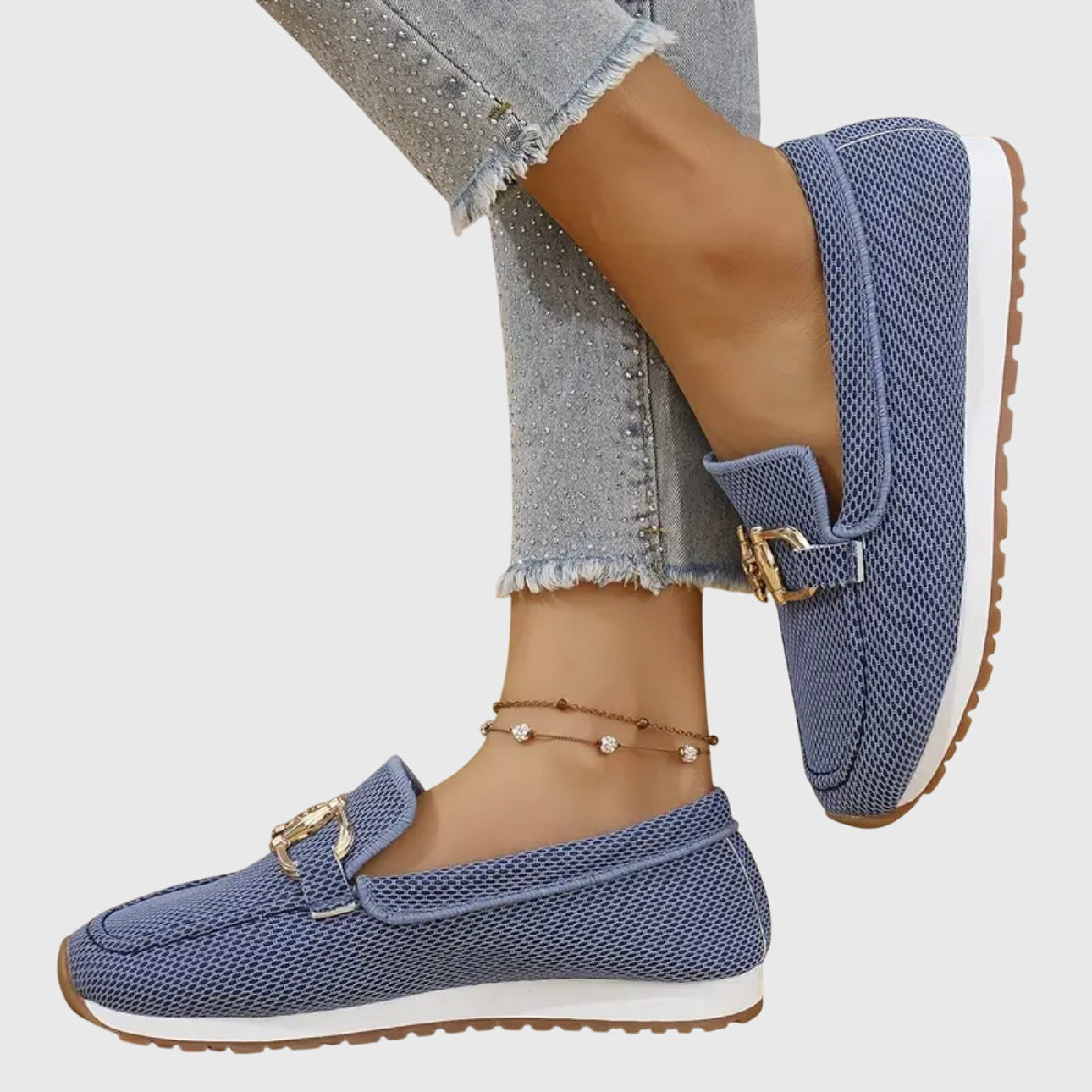 Scarpe da passeggio da donna in mesh traspirante, mocassini ortopedici slip-on con morsetto a cavallo