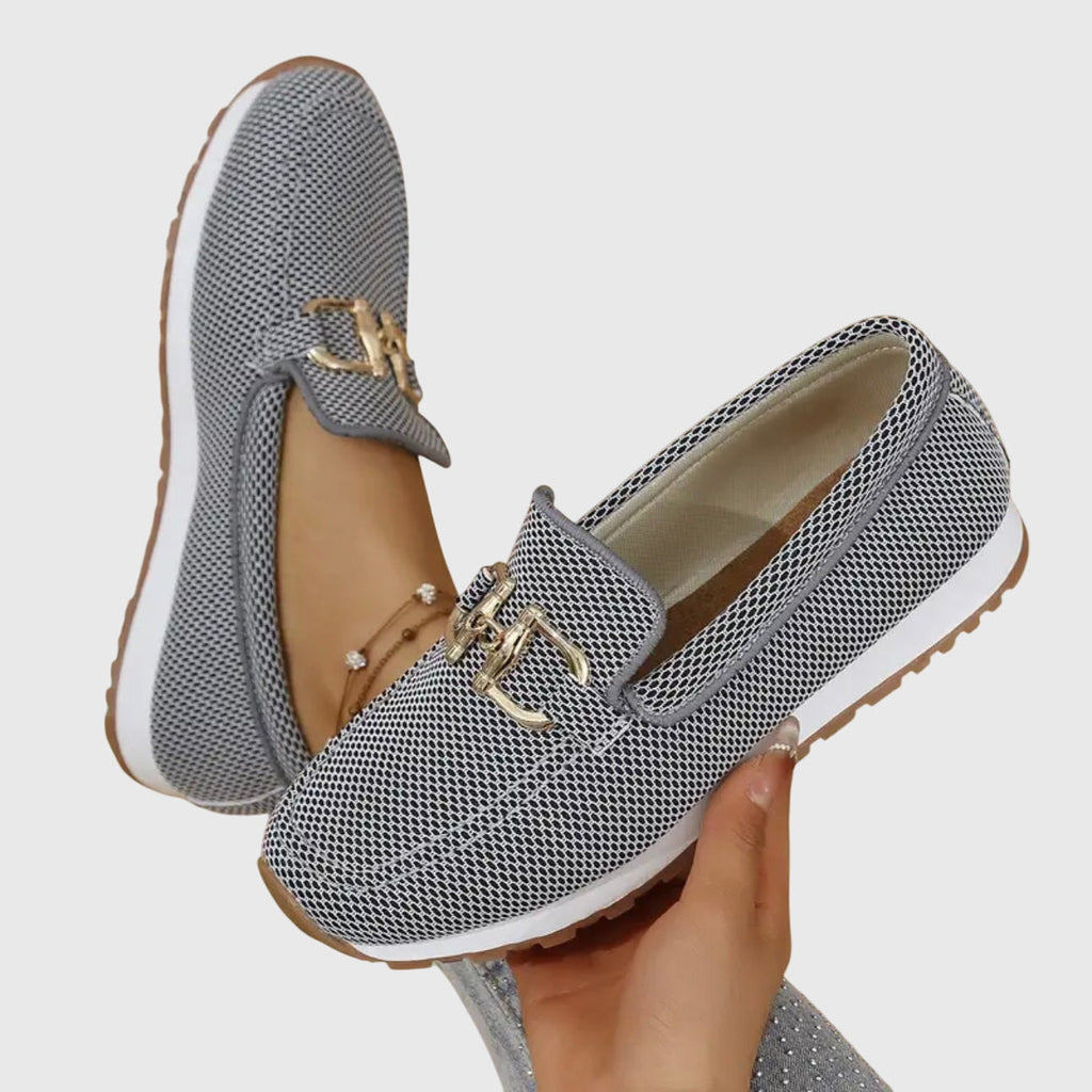 Scarpe da passeggio da donna in mesh traspirante, mocassini ortopedici slip-on con morsetto a cavallo