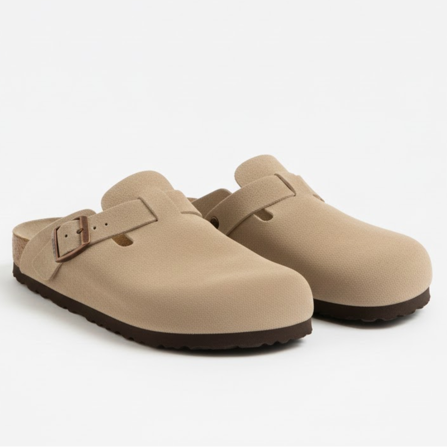 Bebealy Fashion Suede Clogs Women Cork Footbed Mules Nonslip Arch Support Slide Sandals