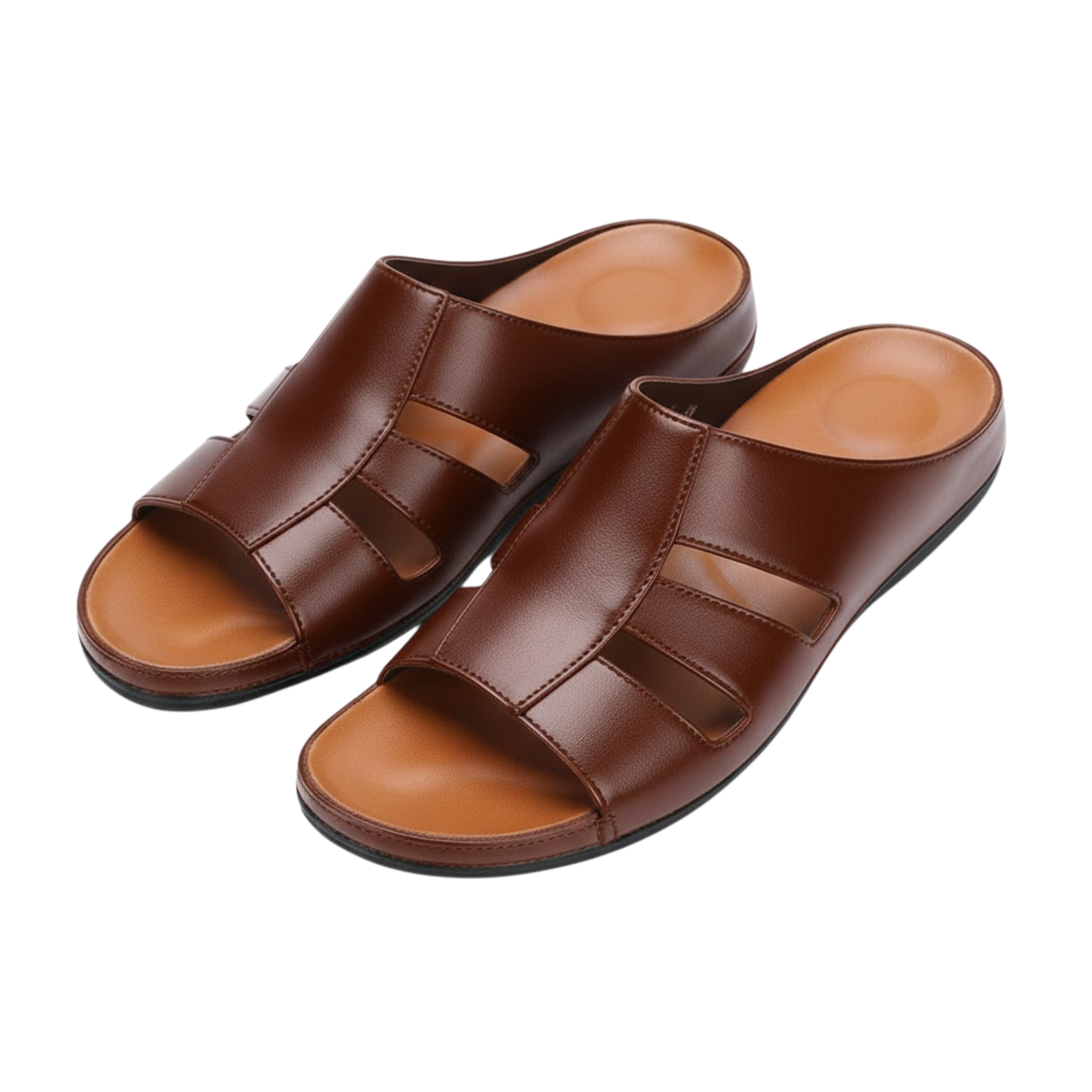 Men's Luxury Handmade Leather Peep Toe Slippers