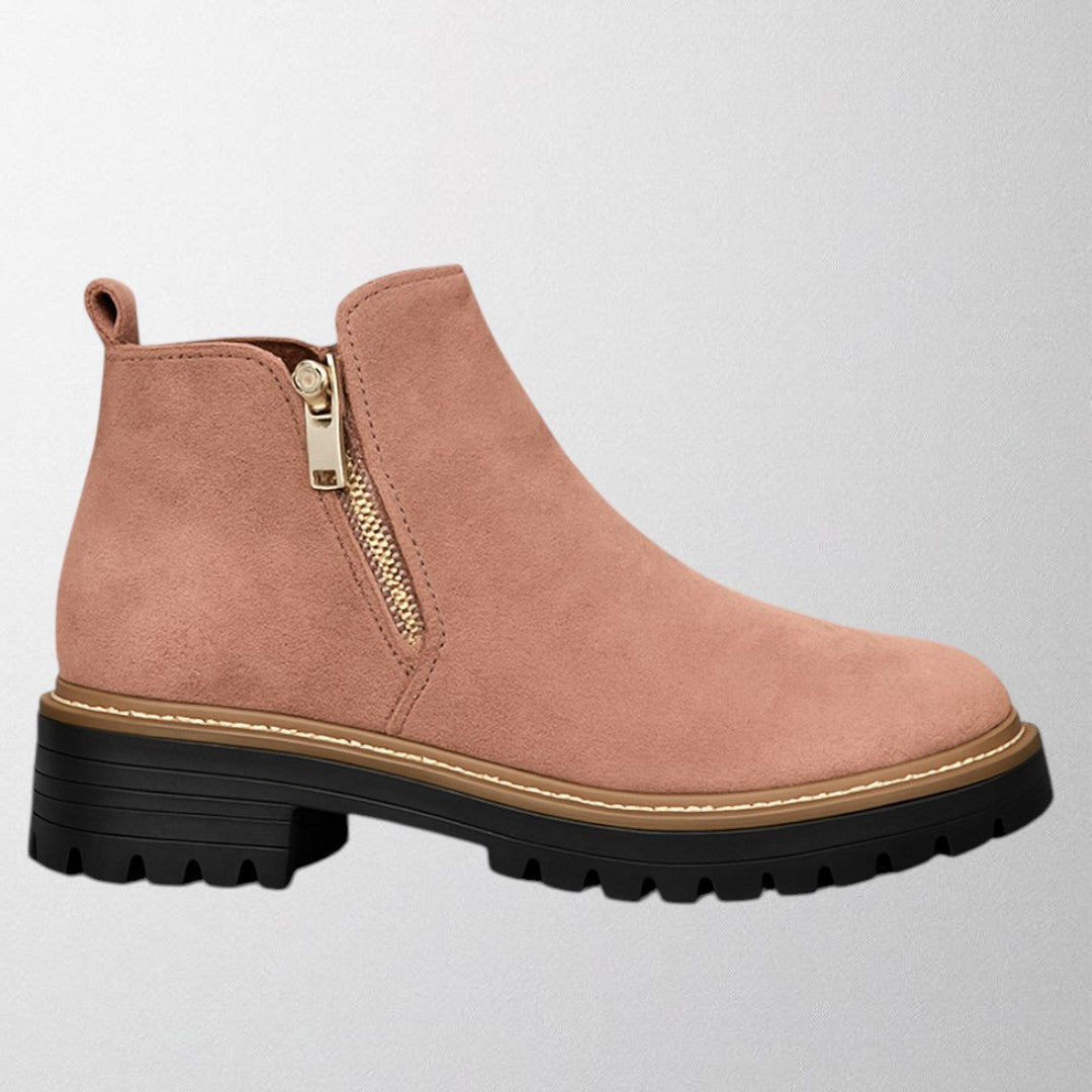 Women's Comfort Round Toe Shoes – Side Zip Fastening, Supportive Sole Design