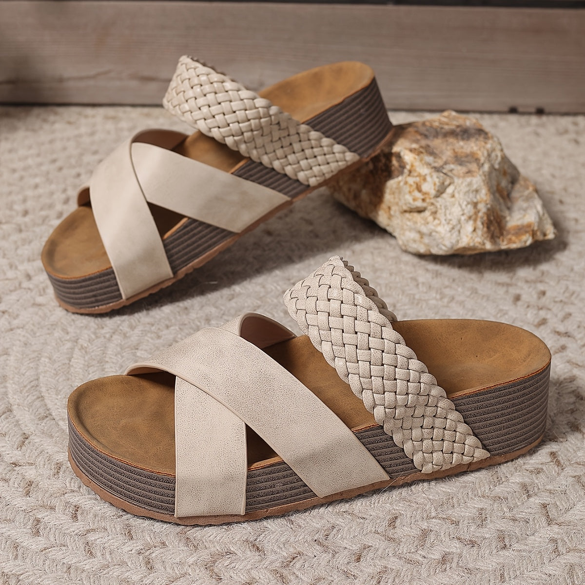 Wedge Sandals With Woven Detail