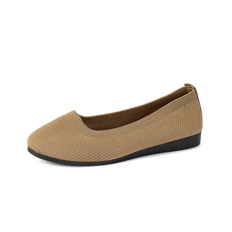 Ballerines à bout rond pour femmes en mesh avec design à enfiler et semelle en caoutchouc