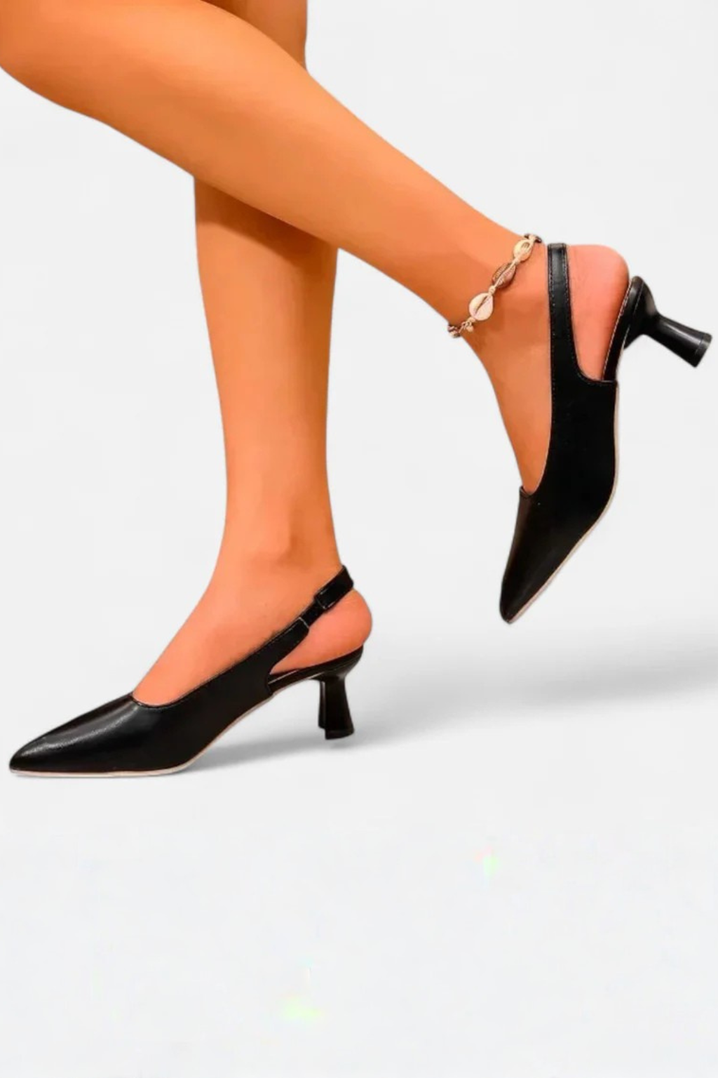 Chaussures habillées pour femmes à talons kitten bas évasés, bouts pointus et bride arrière