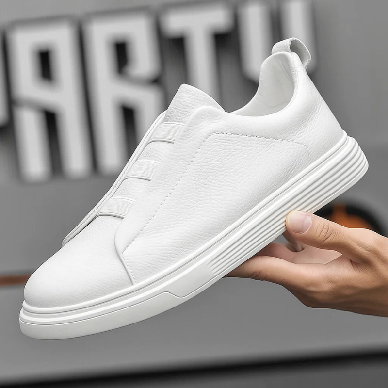 Sneaker da uomo comode in pelle italiana – lacci elasticizzati, suola esterna in gomma