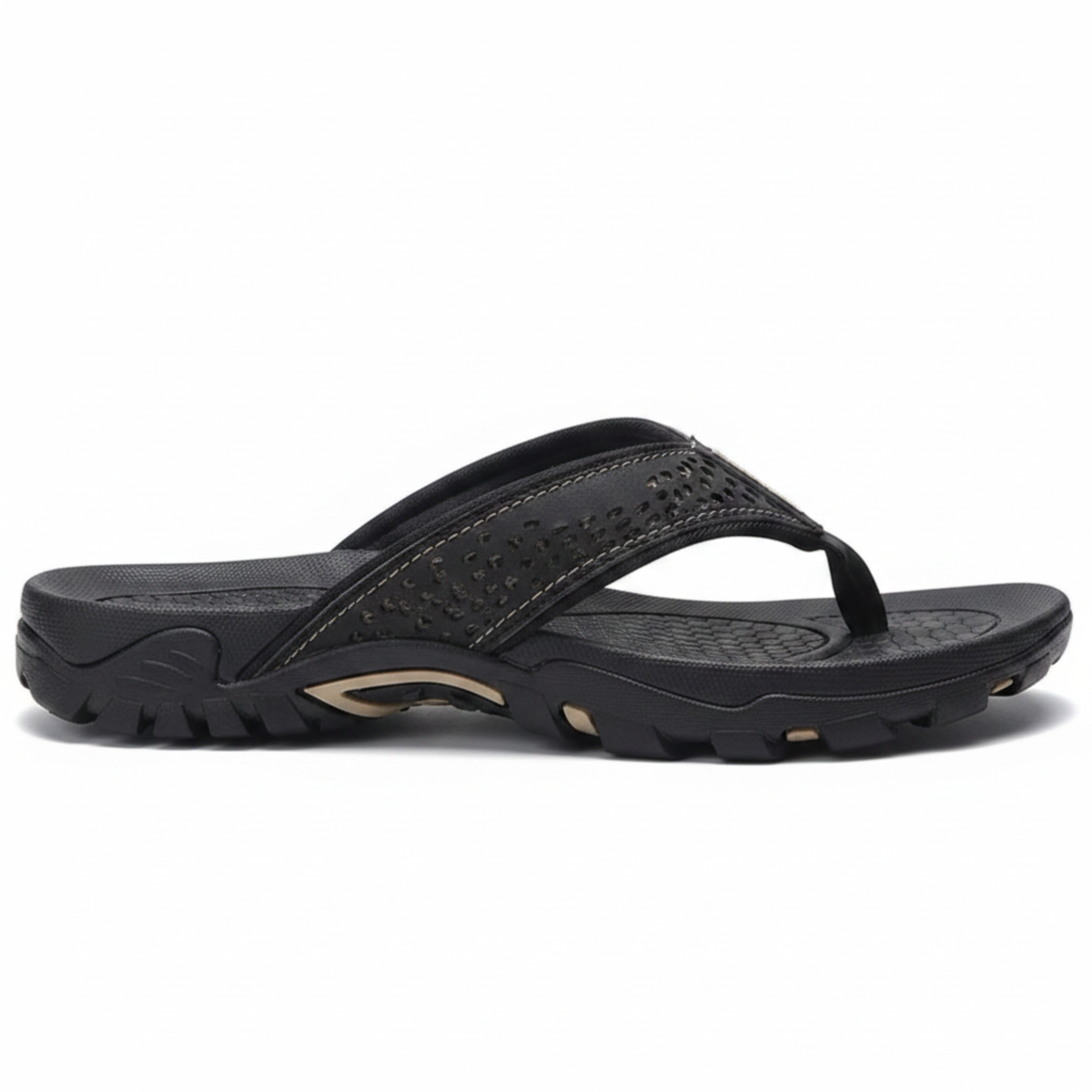 Chanclas deportivas ortopédicas para hombre con soporte de arco, sandalias de playa de cuero PU