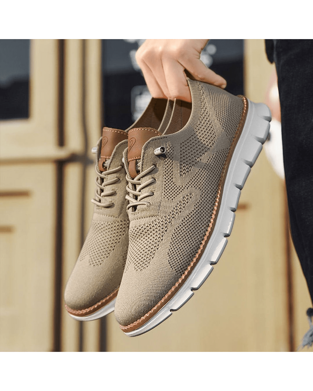 Sneakers casual da uomo in mesh traspirante con lacci, scarpe da passeggio