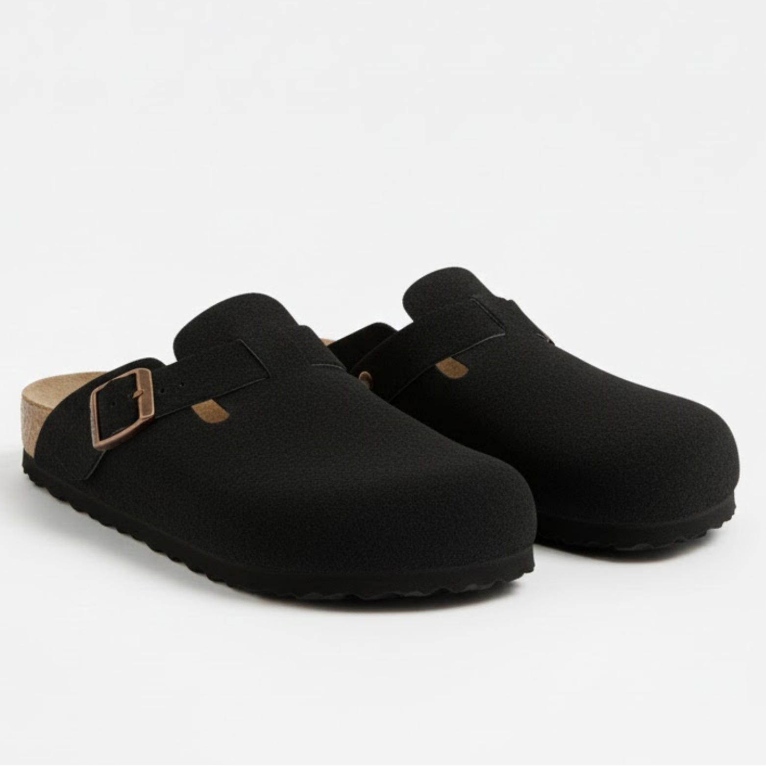 Bebealy Fashion Suede Clogs Women Cork Footbed Mules Nonslip Arch Support Slide Sandals