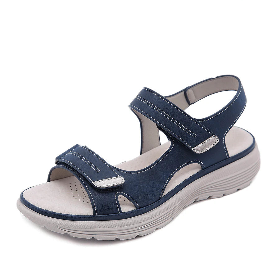 Women's Platform Ankle Strap Sandals with Air Cushion Support and Hook and Loop Closure