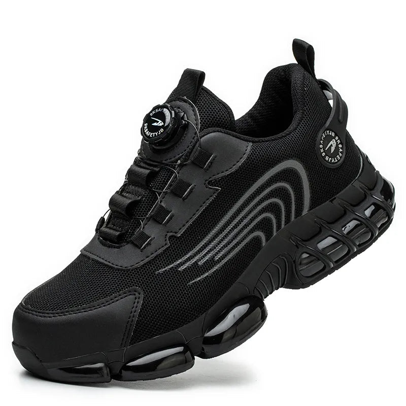 Chaussures de travail légères pour homme, embout en acier, anti-perforation, boutons rotatifs, baskets de sécurité