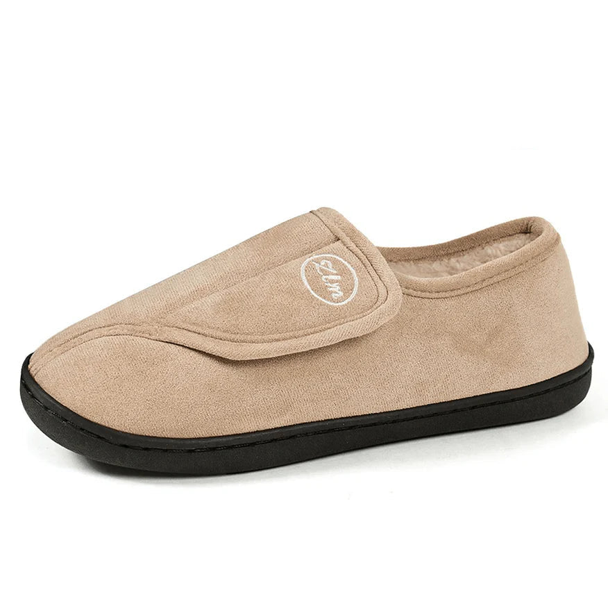 Men's Faux Suede Diabetic House Shoes Warm Plush Lined Adjustable Wide Fit Slippers
