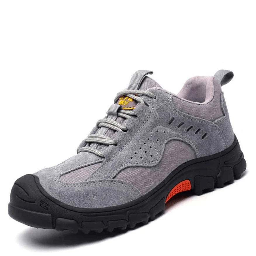 Men's Steel Toe Safety Boots Cow Suede Puncture Proof Slip On Work Shoes