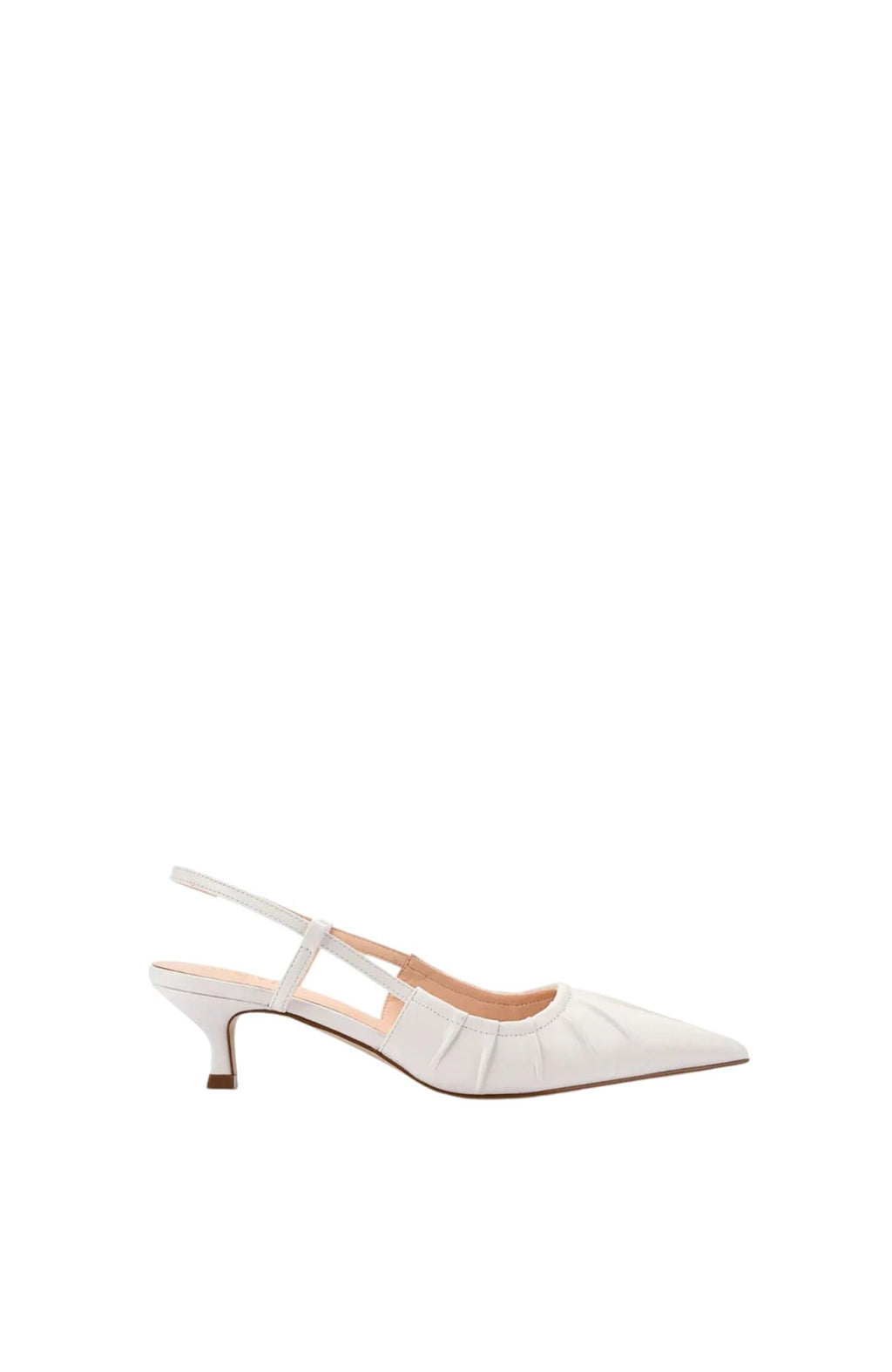 Escarpins à bride arrière pointue avec talons kitten et détail en cuir vegan froncé