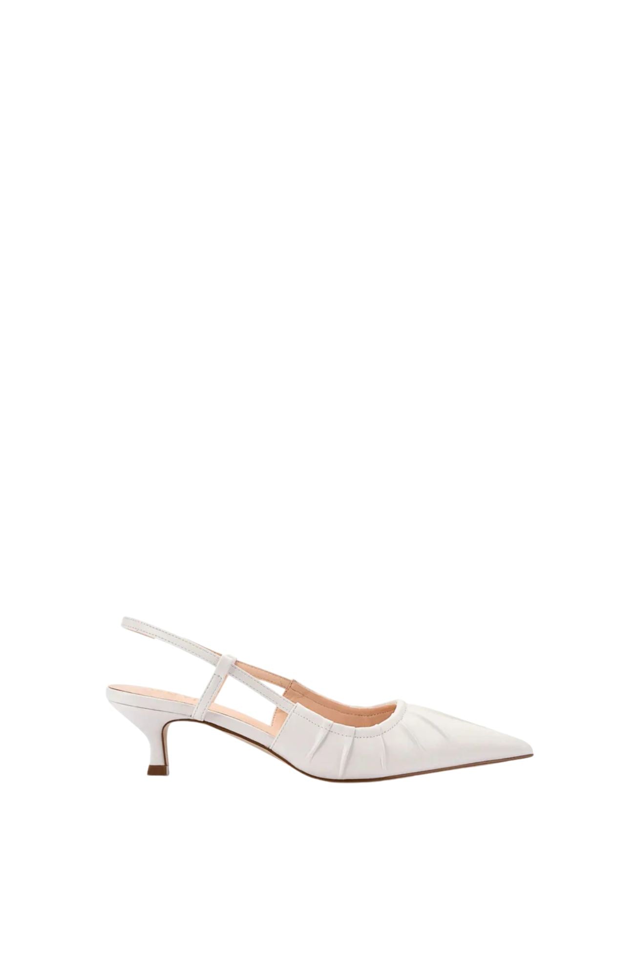 Escarpins à bride arrière pointue avec talons kitten et détail en cuir vegan froncé