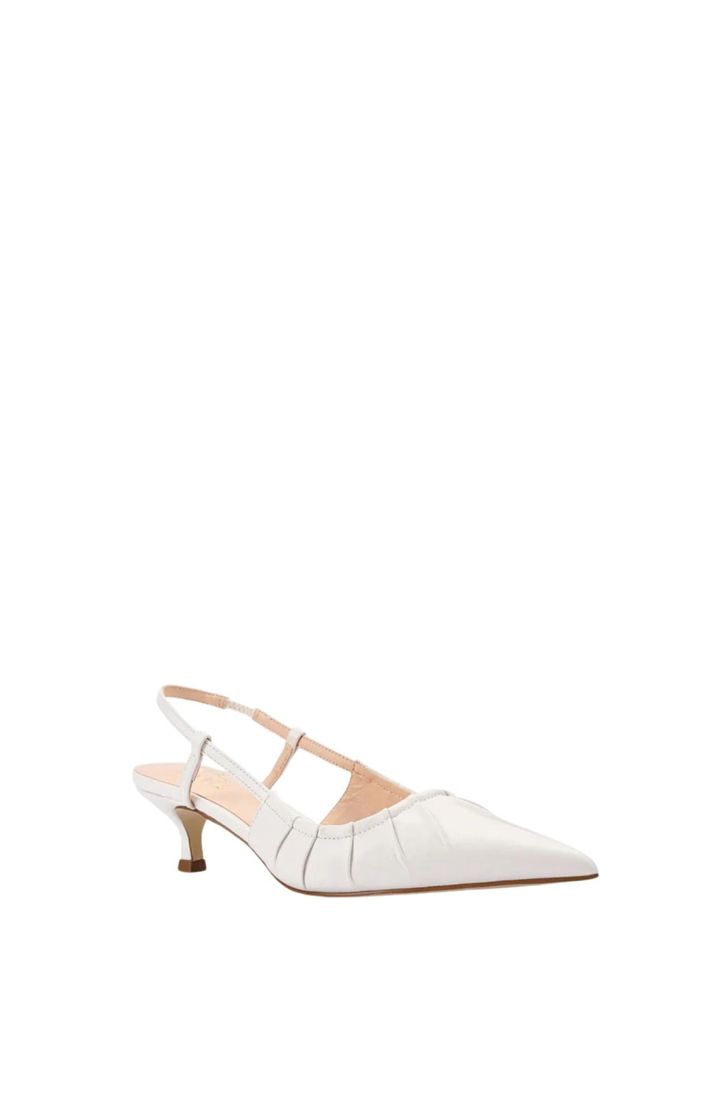Escarpins à bride arrière pointue avec talons kitten et détail en cuir vegan froncé