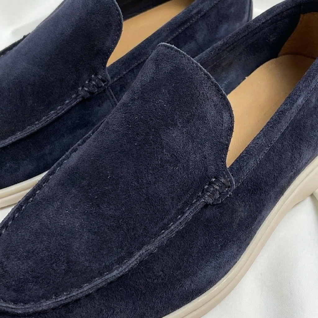 Men’s Casual Loafers Cow Suede Genuine Leather Slip-On Moccasins with Rubber Sole