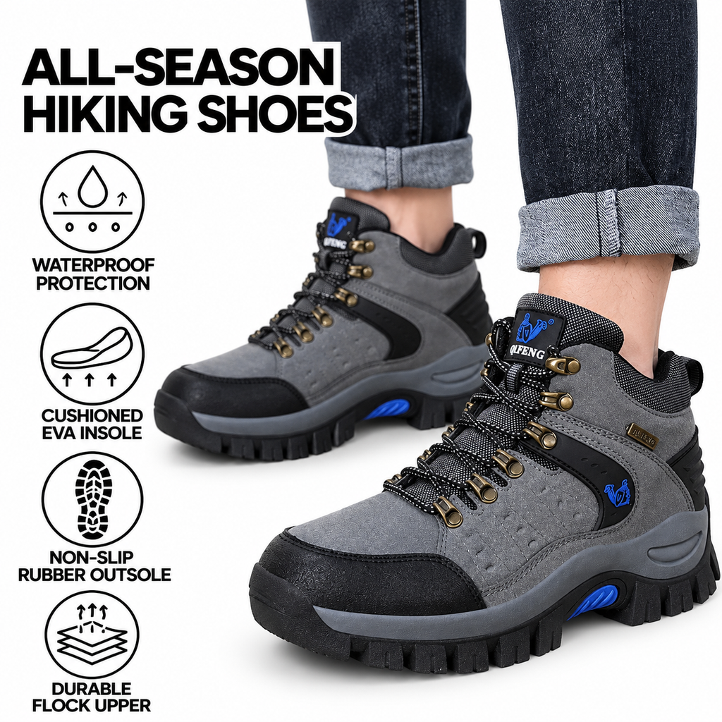 Men's Waterproof Hiking Boots – Non-Slip Rubber Sole & Soft Suede Lining