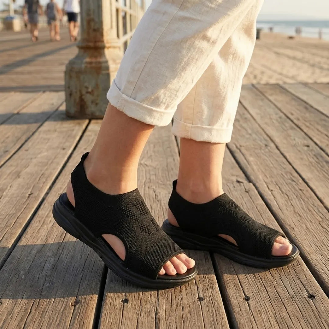 Sandali ortopedici con zeppa da donna, scarpe slip-on in mesh