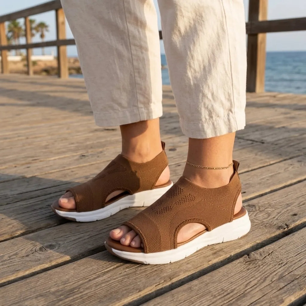 Sandali ortopedici con zeppa da donna, scarpe slip-on in mesh