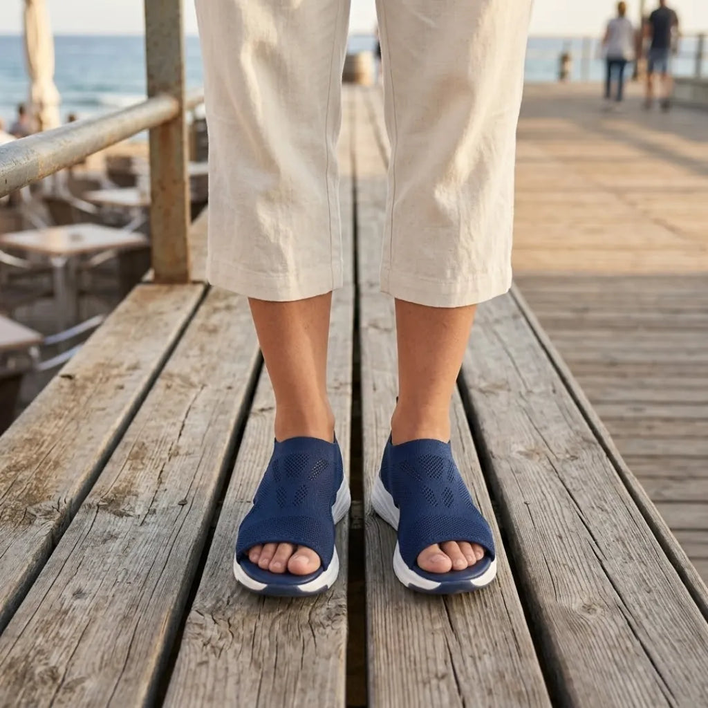 Sandali ortopedici con zeppa da donna, scarpe slip-on in mesh