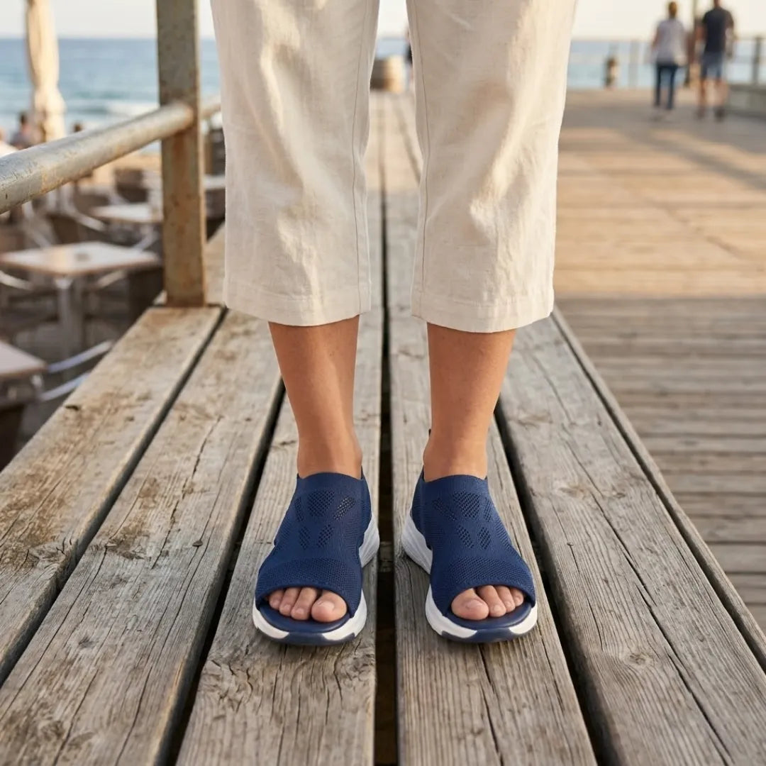 Sandali ortopedici con zeppa da donna, scarpe slip-on in mesh
