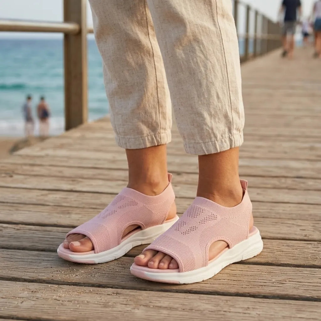 Sandali ortopedici con zeppa da donna, scarpe slip-on in mesh