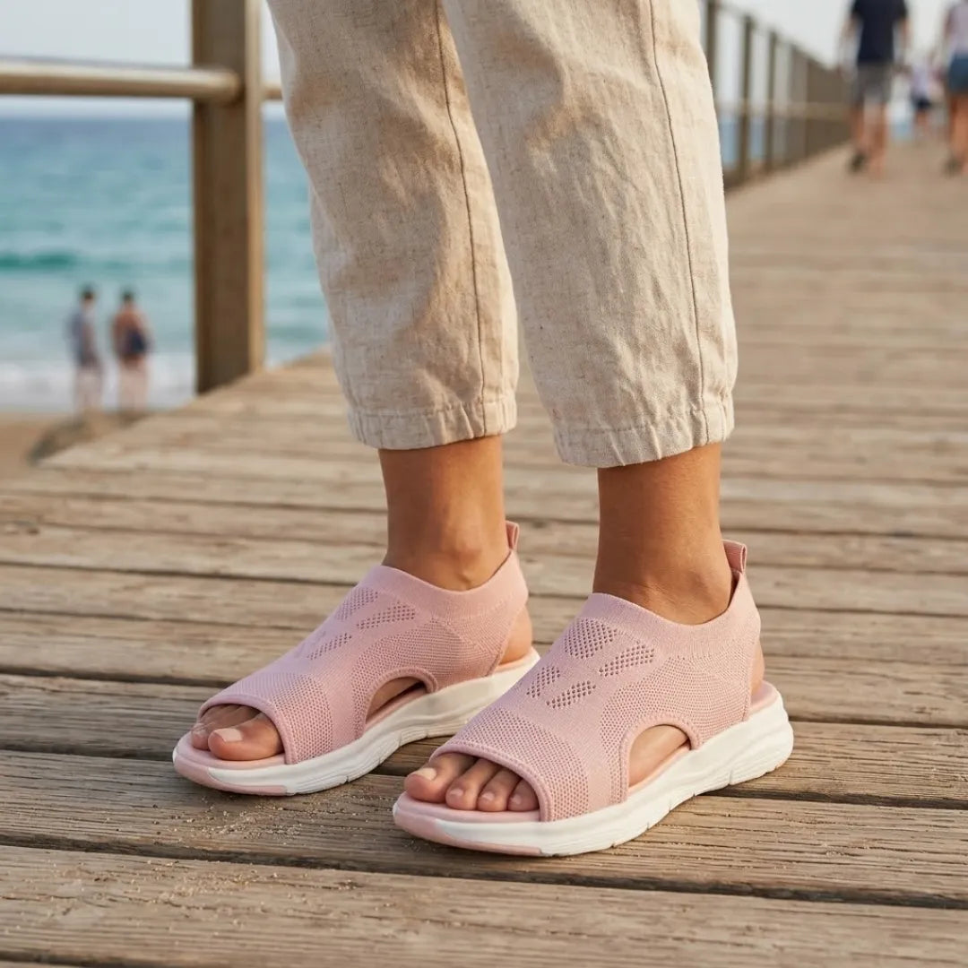 Sandali ortopedici con zeppa da donna, scarpe slip-on in mesh