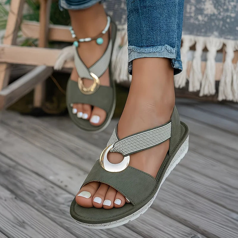 Ortopedisk sandal med vävd elastisk rem